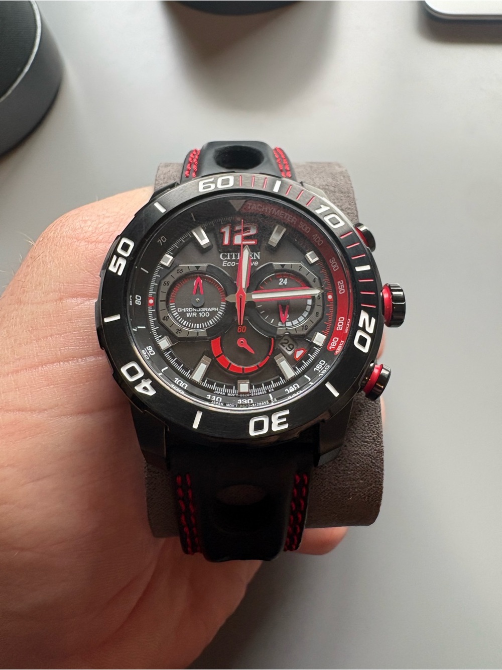 Citizen Black and Red Sport Chronograph Watch